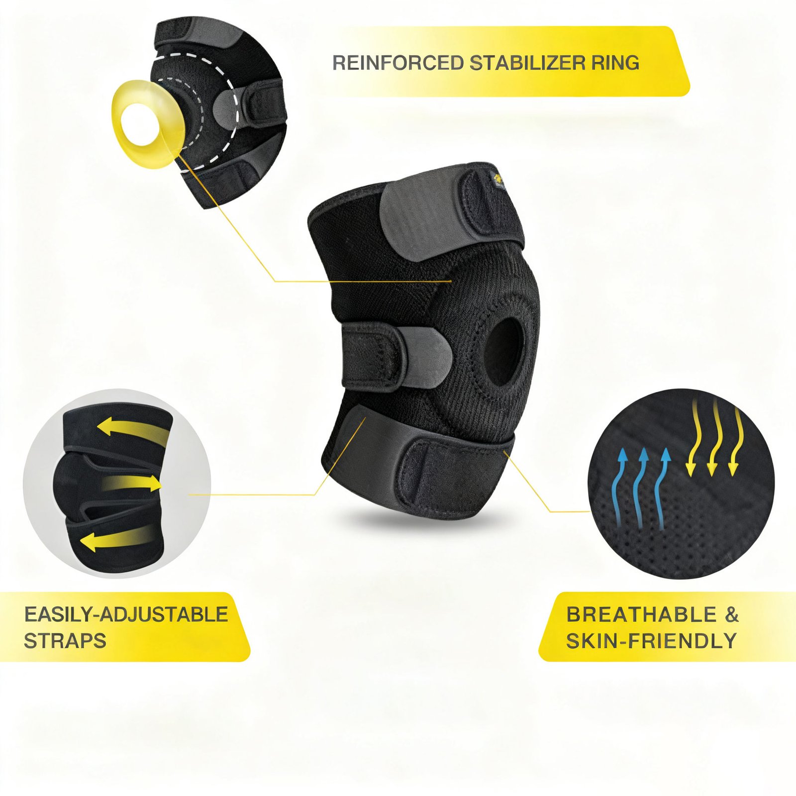 Knee Wraps – Heavy Duty Elastic Knee Support Wraps for Weightlifting, Powerlifting & Gym Training